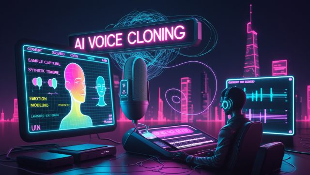 Header image with dark orange background and the text 'AI Voice Cloning: The Unseen Opportunity in 2025' in bold font