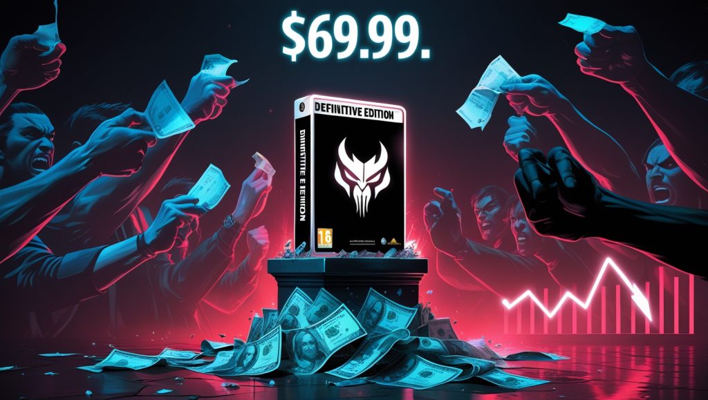 Frustrated gamers react to Mortal Kombat 1 Definitive Edition’s $69.99 price, symbolizing backlash over repackaged content, DLC costs, and microtransactions in the gaming industry