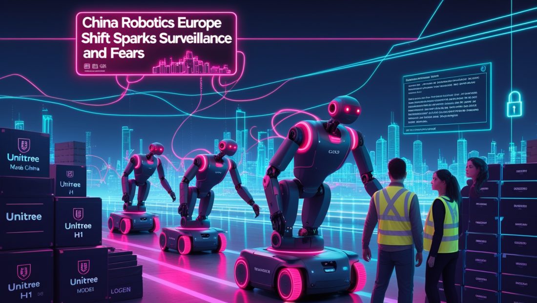 China Robotics Europe shift as Chinese robots enter European warehouses, sparking surveillance and job security concerns.