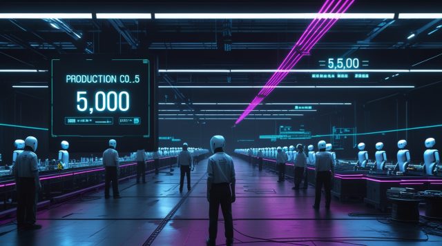 China humanoid robot mass production 2026 — factory floor scaling output past Tesla Optimus commercial availability