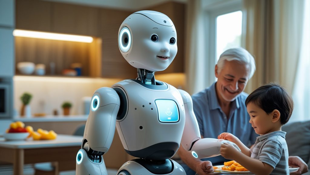 1X's NEO Gamma soft humanoid robots in home environments