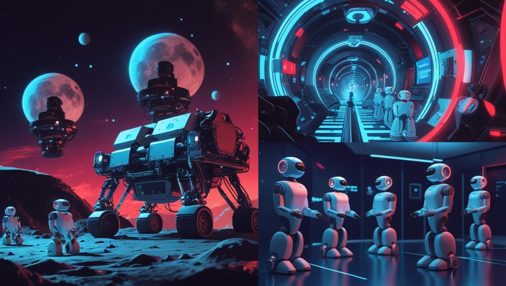Robots assembling a lunar habitat mockup