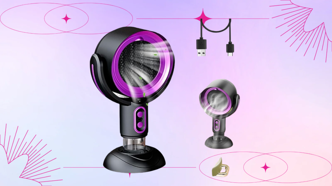 Portable Smoke Purifier Fan in Purple for Kitchen Smoke and Odor Removal