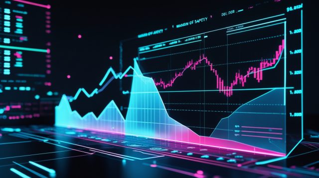 Palladyne AI Stock Analysis illustration showing a dual-axis financial chart of revenue growth versus cash burn, with a highlighted margin of safety zone indicating improving financial stability and a 2026 inflection in performance trends.