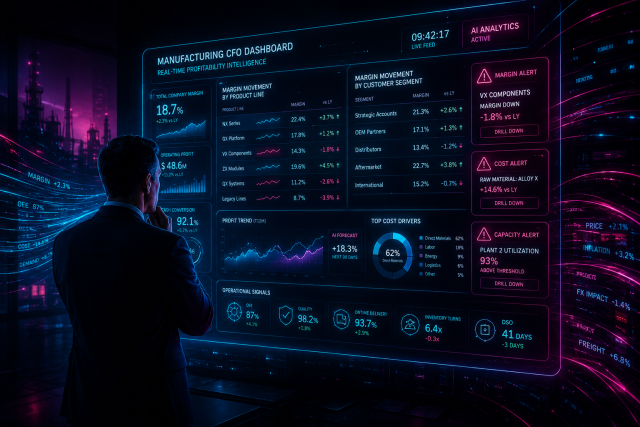 Commercial margin intelligence for industrial companies enabling real-time margin recovery across pricing, customer mix, and sales behavior