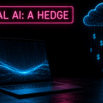 Running Qwen3.6 and MCP locally as a hedge against cloud costs. A dark cyberpunk scene with a glowing neon sign reading "LOCAL AI: A HEDGE" above a sleek laptop, with dollar signs ($) falling away from a translucent cloud icon, set against a minimalist pitch-black background with electric magenta and cyan highlights.