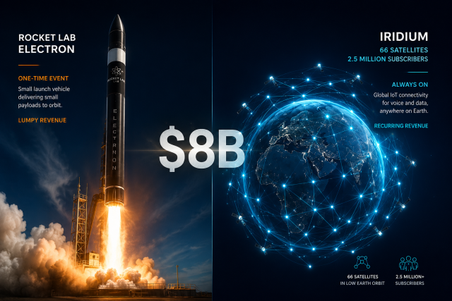 The Rocket Lab Iridium acquisition is a bet on IoT subscribers, not rockets—$8B deal, 2.5M users, 57% EBITDA margin.