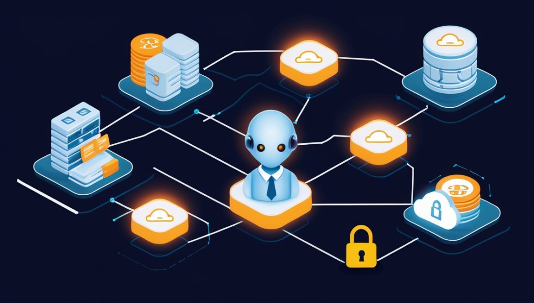 "AI agent security risks shown through an over-permissioned agent connected to enterprise systems"