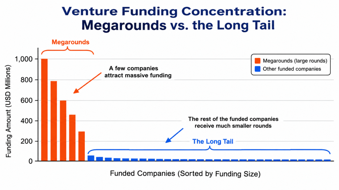 "Industrial robotics funding concentrated in a small number of megarounds"
