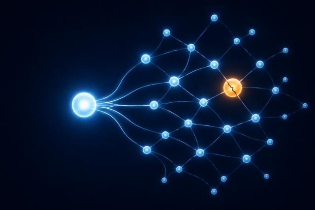 Concentration risk in a connected AI network with one cracked node
