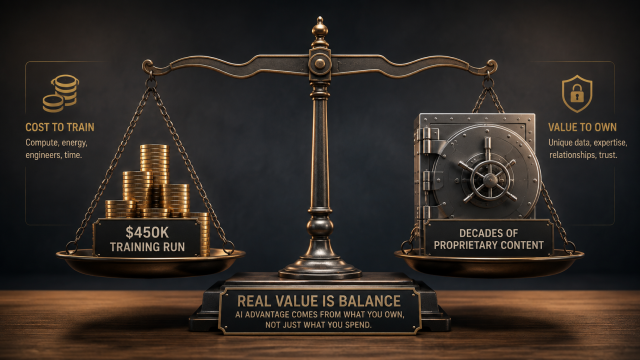 "Proprietary AI model built on data moat rather than compute moat"
