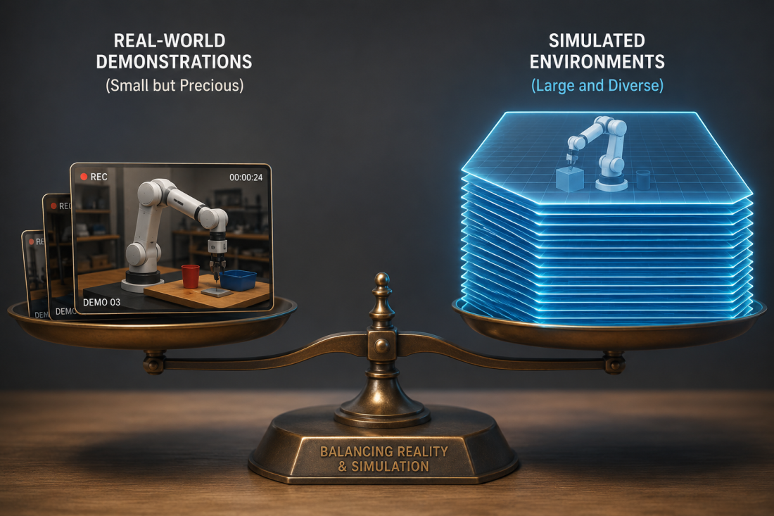 "Synthetic robot training data balancing against real-world demonstration data"