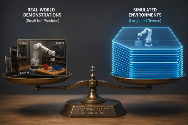 "Synthetic robot training data balancing against real-world demonstration data"
