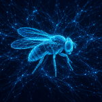 "Brain connectome simulation—fruit fly neural network wired into a crypto trading account."