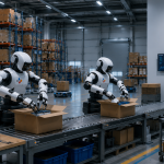 "CJ Logistics humanoid robot deployment—first live packaging line robots in South Korean logistics."
