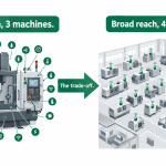 Diagram comparing rich sensor data on one machine against industrial IoT coverage across a whole factory fleet.