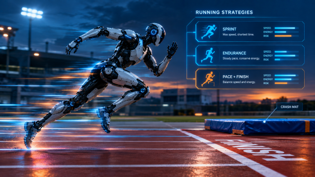"TianGong Ultra sprinting past a crash mat at the World Humanoid Robot Games"