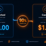 "Token Caching Secrets cuts AI input costs by 80-90%—cached vs uncached token pricing comparison."