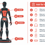 Humanoid robot spec sheet checklist showing seven checks including degrees of freedom, payload, runtime and service.
